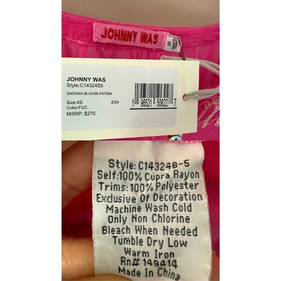 Johnny Was Pink Zadonia Embroidered Blouse - Picture 9 of 12